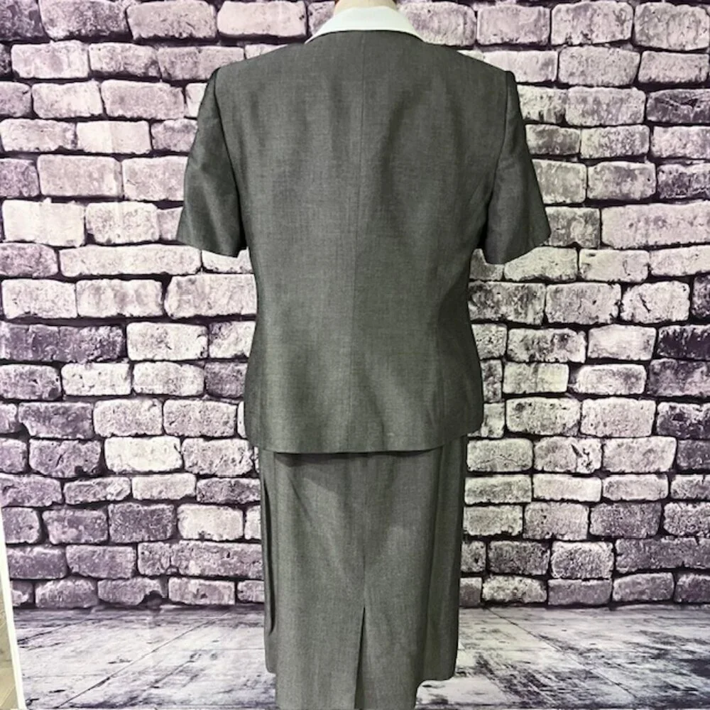 Dillards By Kasper Vintage Black & White Tweek Skirt Suit Size 12P